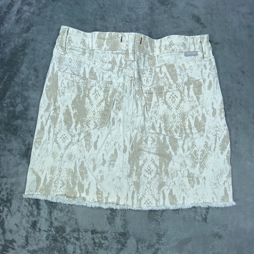 Womens Mini Skirt Beige Snake Skin Pattern Raw Hem Size 26 Pocket Stretch Cotton - Picture 7 of 7